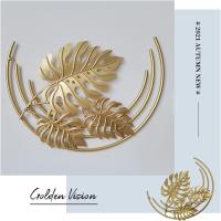 Decoración de pared Dorada, Hojas Estéreo 3D, Modern minimalist decoración de metal para Colgar en La Parada (A) - details 1