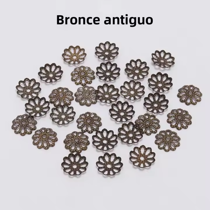 200pcs Pendones De Metal Plateado Dorado 7mm 9mm Para Fabricación De Joyas Capas De Hojas De Flor Accesorios De Charms - 1