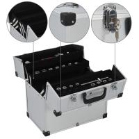vidaXL Caja de herramientas aluminio plateado 38x22,5x34 cm - details 2