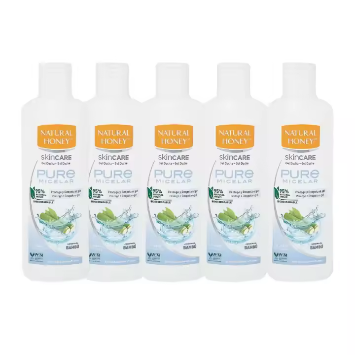 Natural Honey Gel De Ducha Pure Micelar 650 ml x 5 uds. Extractos de Bambú【ROUA】 - 1