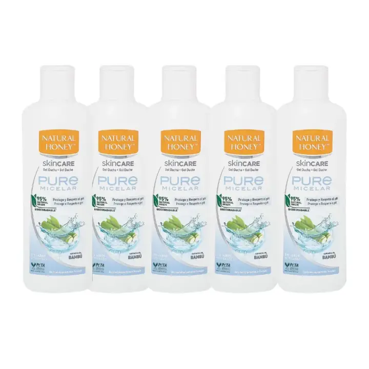 Natural Honey Gel De Ducha Pure Micelar 650 ml x 5 uds. Extractos de Bambú【ROUA】 - 1