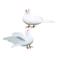 2 Pcs Pájaros De Paz Artificiales Decoración Para Hogar Y Boda Figura De Pigeon Blanco Adorno De Fotos Simple Pigeon Wing - details 5