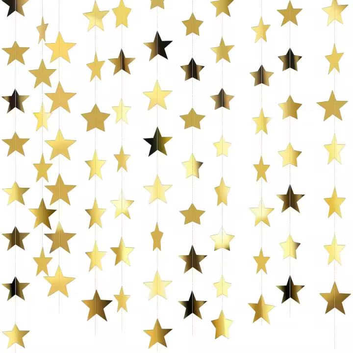 Banderas decorativas colgantes de estrellas brillantes de 130 pies para decoración de Año Nuevo, graduación, boda, Baby Shower - 1