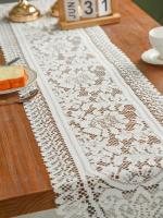 Mantel De Lace Mesh Estilo Retro Americano De Poliéster Para Decoración Del Hogar Adecuado Para Mesas De Comedor Un Pieza - details 0