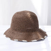 Sombrero De Paja Tejido En Crochet Sombrero De Barril Para Mujer Protección UV Sombreros De Playa Plegables Verano Con Visera - details 1