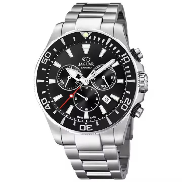 Reloj Jaguar Suizo Hombre Executive Pionnier Cronógrafo Acero Esfera Negra J861/3 - 1