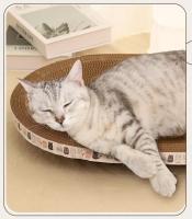 Alfombrilla De Rascado Para Gatos Ovalada De Cartón Corrugado Cama De Gatos Resistente Al Desgaste Juguete Para Uñas Pine Wood - details 3