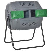 Outsunny Compostador de Tambor Giratorio con Capacidad 160 litros de Doble Cámara y Ventilación Marco de Acero para Residuos Orgánicos de Jardín 71x64x96cm - details 6