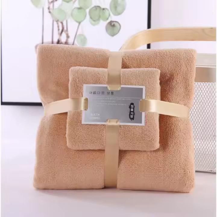 Toallas de Baño de Coral Suaves Absorbentes Rápidas Juego de 2 Tejido de Poliéster - 1