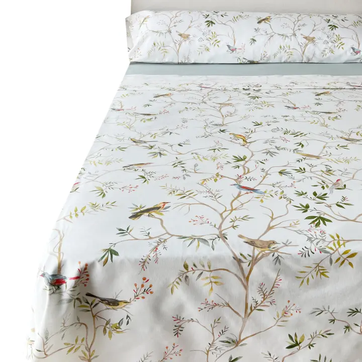 Juego de Sábanas Alo Home Estampado Pájaros y Ramas  Algodón 100% BCI Ecológico -Cama 90/135/150cm - 1