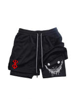 Shorts Deportivos 2-en-1 Para Hombre Berserk: Corto De Correr Secado Rápido Gimnasio Y Entrenamiento Doble Capa Polyester Acetato - details 1