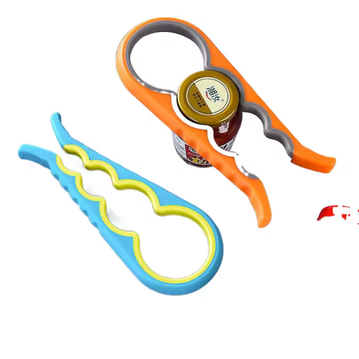Abrebotellas Multifuncional Cuatro En Uno Antideslizante Ahorrador De Esfuerzo Para Botellas Y Lids De Cans Material De Plástico Y Acero Inoxidable - 1