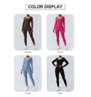 Conjunto De Entrenamiento De Yoga Para Mujer Con Padded Jumpsuit Sin Espalda Y Manga Larga Tights Fitness Running Entrenamiento - details 0