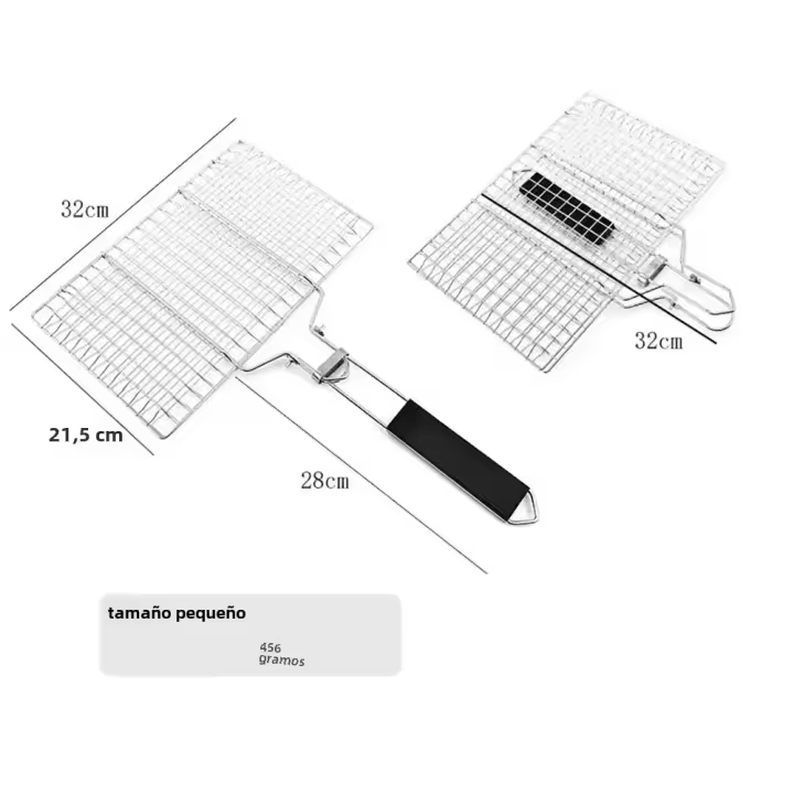 Cesta De Asado En Acero Inoxidable Con Red No Adherente Para Barbacoa Herramienta De Picnic Para Carne Vegetales Y Pescado - 1