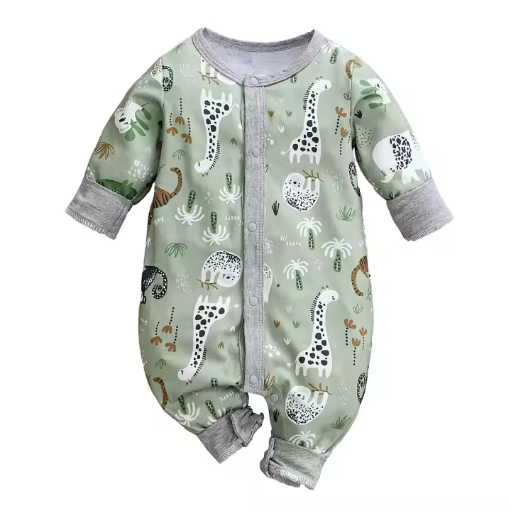 IURNXB Traje De Bebé Con Saltarín Para Niño Recién Nacido Estampado De Animal De Dibujos Animados Suéter Infantil Romper Primavera Otoño 0-18M Talla True Fit Cuello Redondo Cierre Simple - 1