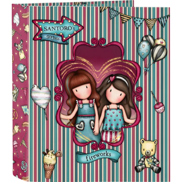 SAFTA | CARPETA 4 ANILLAS 35MM LOMO ANCHO GORJUSS™ FAIRGROUND "FIREWORKS" - Carpeta Anillas Licencia Oficial - Diseño Exclusivo - Ideal para Uso Diario - Material Duradero - Compatible con Hojas A4 - 1