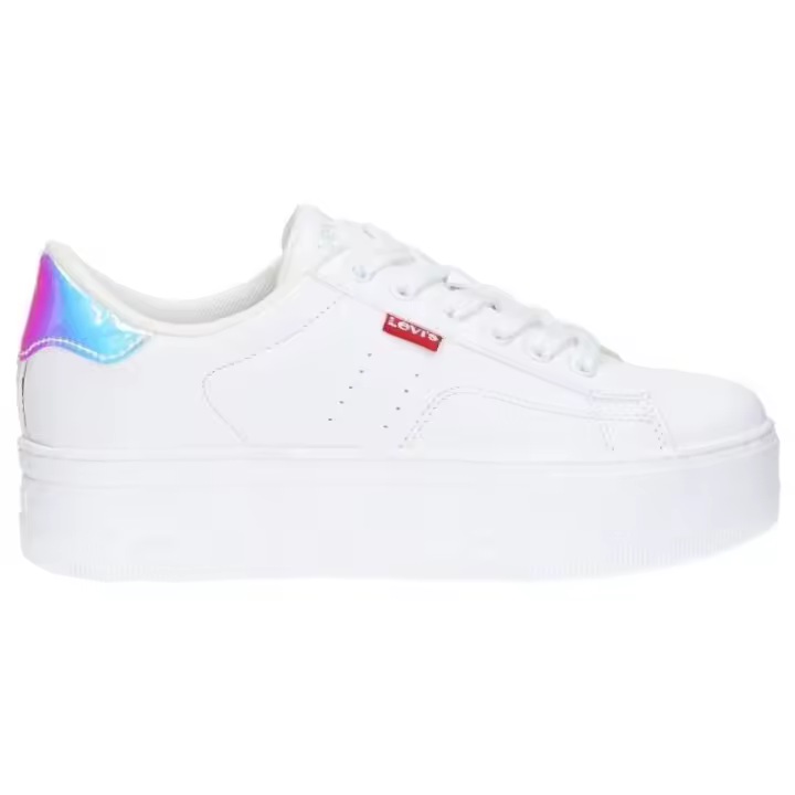 Zapatillas Levis Tampa white mirror sneakers Levis con plataforma color blanco cordones - 1
