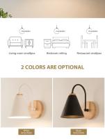 Iluminación De Pared Nórdica Luz De Noche Para Dormitorio Y Sala De Estar Decoración De Madera Retro Lámpara De Interior LED Moderna - details 2