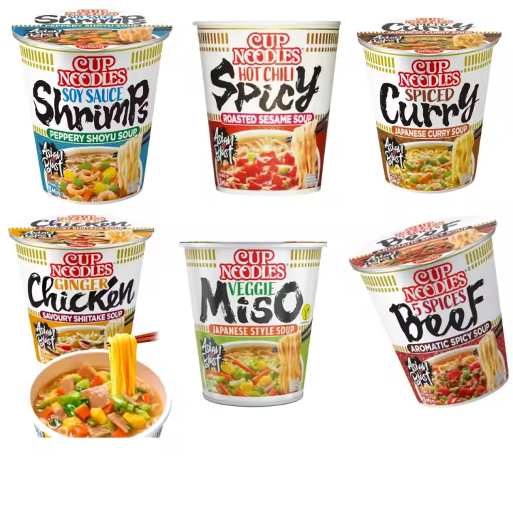 NISSIN  Fideo Ramen Instantáneos , Nissin Cup Noodles ,Asian Style Soup , Sopa Estilo Asia. - 1