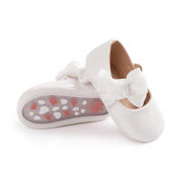 Zapatos De Niña Bebé En PU Cuero Liso Con Nudo Y Suela Antideslizante Ligera Para Primera Caminata Vestido De Princesa Para Boda - details 5