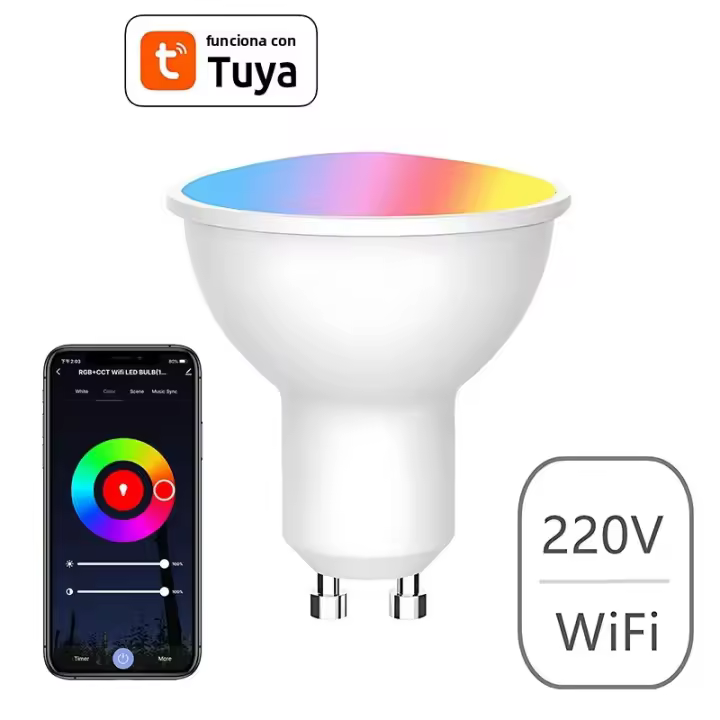 Bombilla LED Inteligente GU10 Tuya Bluetooth/Wifi RGB 220V Luz De Escenario Dimmable Compatible Con Alexa Y Google Para Decoración De Hogar - 1