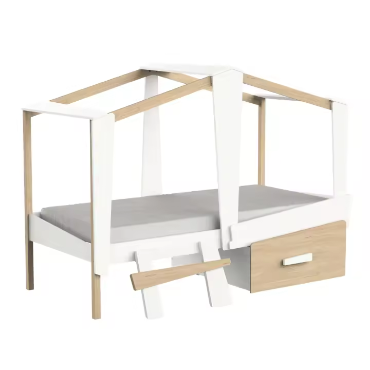 Miroytengo Cama Infantil Juvenil Cabane Cajón Incluido Color Roble Y Blanco Mate 90x200 cm - 1