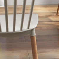 HOMCOM Juego de 4 Sillas de Comedor Estilo Nórdico Sillas de Cocina con Respaldo Alto Asiento de Polipropileno y Patas de Madera de Haya Carga 120 kg 48x52,5x83 cm Gris - details 3