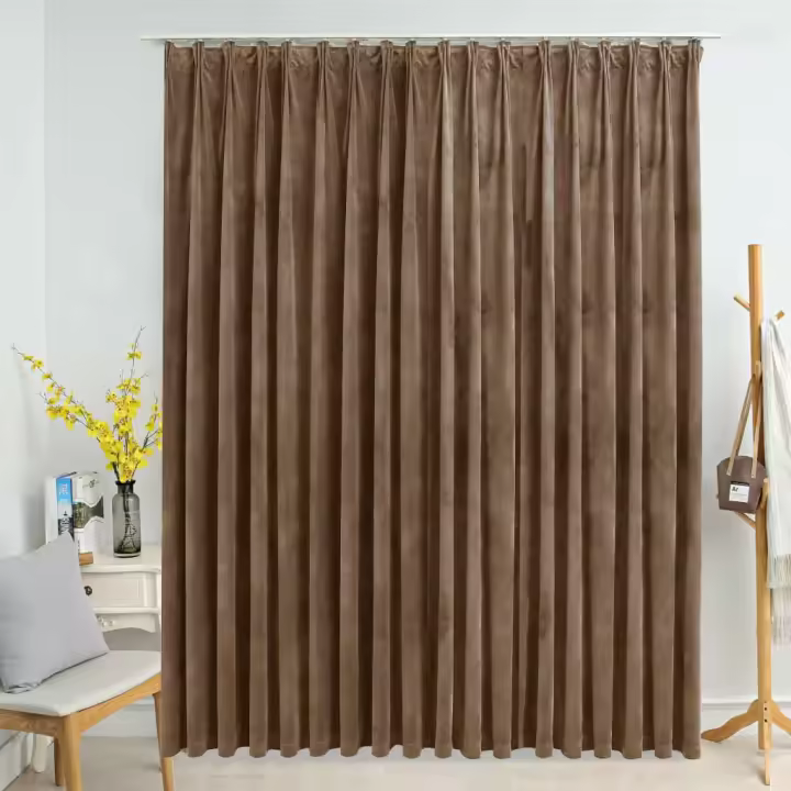 vidaXL Cortina opaca con ganchos terciopelo beige 290x245 cm - 1
