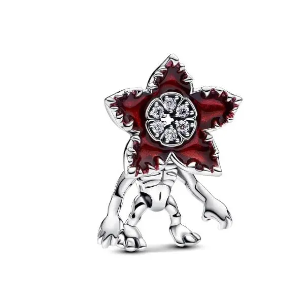 PANDORA Stranger Things 793562C01 - Colgante móvil de Plata de Lei con circonitas, compatible con plumas Moments, Rot, Plata de Lei, Circonita cúbica - 1