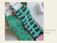 Calcetines De Algodón Coloridos Para Mujer 2024 Moda Primavera Otoño Plantas Echinacos Sloth Estilo Trendy Personales - details 7