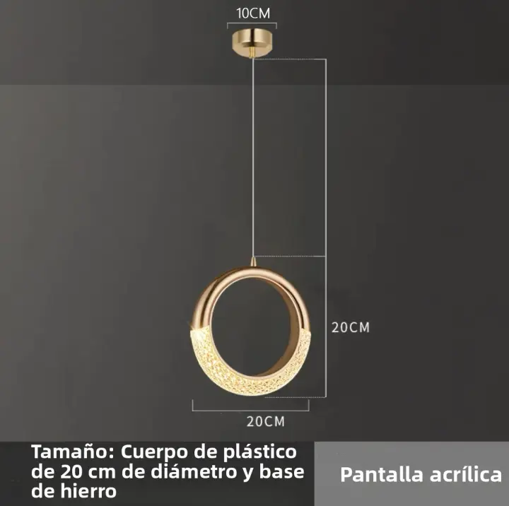 Lámpara Colgante De Acero Inoxidable Y Cristal Para Decoración De Hogar Y Barra LED Moderna Estilo Redondo Pequeña Puerta De Anillo - 1