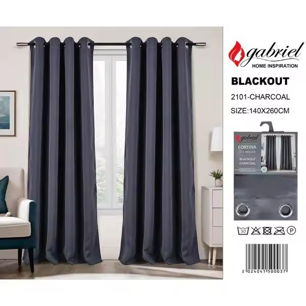 CORTINA BLACKOUT - OPACO 140X260CM CON 8 ANILLAS - 1