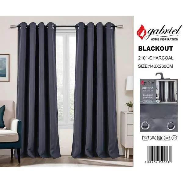 CORTINA BLACKOUT - OPACO 140X260CM CON 8 ANILLAS - 1