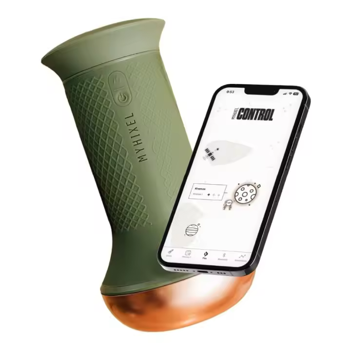 MYHIXEL CONTROL I, Solución Tecnológica Natural para Control de la Eyaculación, Tratamiento Cognitivo via App, Diseño Realista, Con Vibración y Sistema de Temperatura - 1