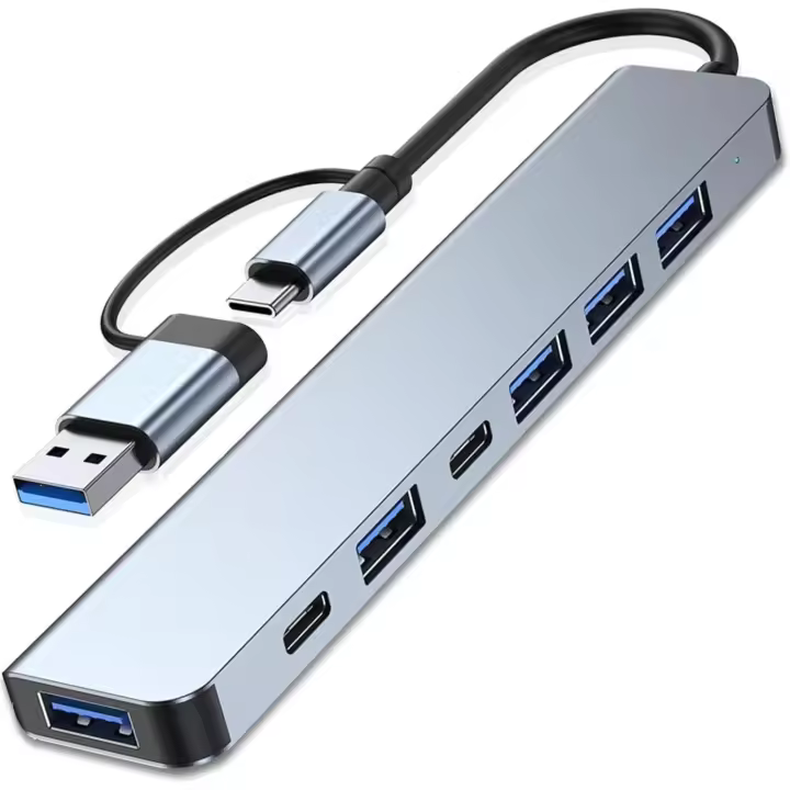 Hub USB C 7 en 1, Marca NFMAXONE Ataptador USB C con 5 USB 3.0 + 2 Tipo C, Carga PD 100W, 5 Puertos USB 3.0, USB C Hub Multipuerto para Portátiles, Compatible PC, Tableta, MacBook Air/Pro, iPad Pro, iPhone 16 Serie - 1