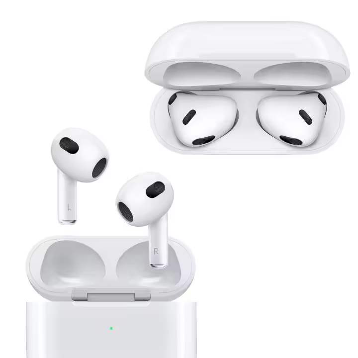 Auriculares inalámbricos Bluetooth estilo AirPods 3 con estuche de carga por cable, sonido HD, micrófono integrado, cancelación de ruido, diseño ergonómico, resistentes al agua, compatibles con iPhone y Android, batería de larga duración 5H, no original - 1