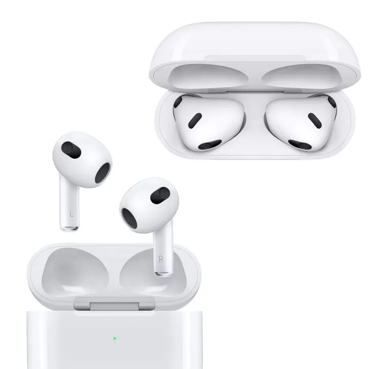 Auriculares inalámbricos Bluetooth estilo AirPods 3 con estuche de carga por cable, sonido HD, micrófono integrado, cancelación de ruido, diseño ergonómico, resistentes al agua, compatibles con iPhone y Android, batería de larga duración 5H, no original - 1