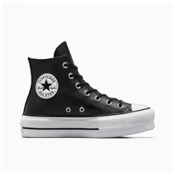 Zapatillas Converse Negras Plataforma de Piel - 1