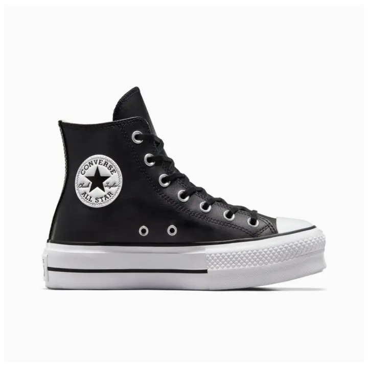 Zapatillas Converse Negras Plataforma de Piel - 1