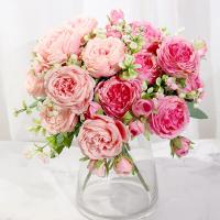Flores Artificiales De Seda Blanca Peonía DociDaci Para Decoración De Hogar Y Vaso Arreglo De Boda Accesorios De Fiesta Navidad Wreath - details 2