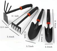 Juego de harrajesde Jardín, Juego de 4 piezas de harrajesde Jardín resistentes que incluye cultivador y cultivador 2 en 1, Rillo de Mano para Exterior, Pala de Jardín, harrajesde Jardín Para desmalezar or Cavar - details 0
