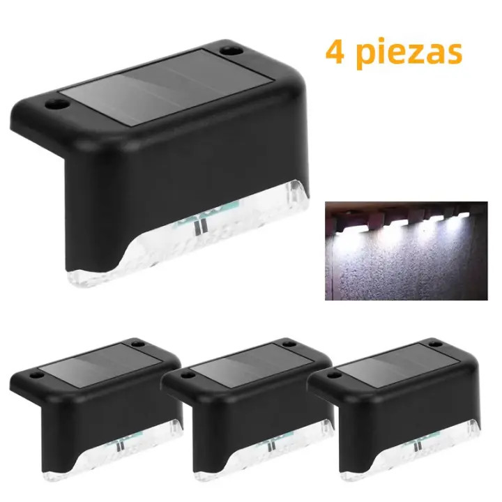 Lámpara Solar LED De Paso Para Exteriores Iluminación De Escaleras Y Paredes Decoración Para Patio Y Valla Pack De 1/4 - 1