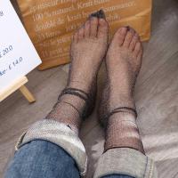 Calcetines Brillantes Para Mujer Y Niñas Moda Cortos De Lentejuelas Translúcidos Elásticos De Seda Para Primavera Y Verano - details 5