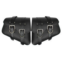 Bolsas De Silla Para Motocicleta De Cuero PU Universal Para Honda Suzuki Sportster XL883 1200 Estilo Swing Arm Bolso De Almacenamiento Impermeable Negro - details 4