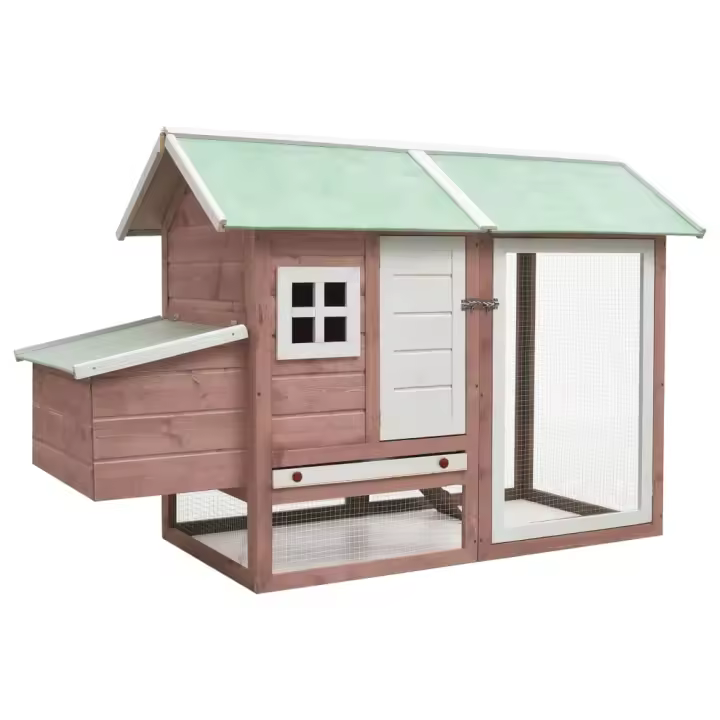 vidaXL Madera Maciza de Pino y Abeto Gallinero Mascotas Corral Cobaya Color Marrón,  Gris,  Moca y mas - 1