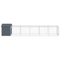 vidaXL Gallinero con Corral Jaula para Gallinas Pollos Acero Galvanizado Gris - details 3