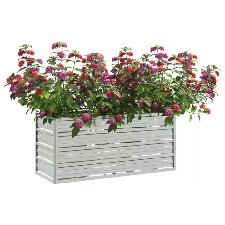 vidaXL Arriate de acero galvanizado plateado Dimensiones 160 x 80 x 77 cm,  100 x 100 x 77 cm,  100 x 100 x 45 cm y mas - 1