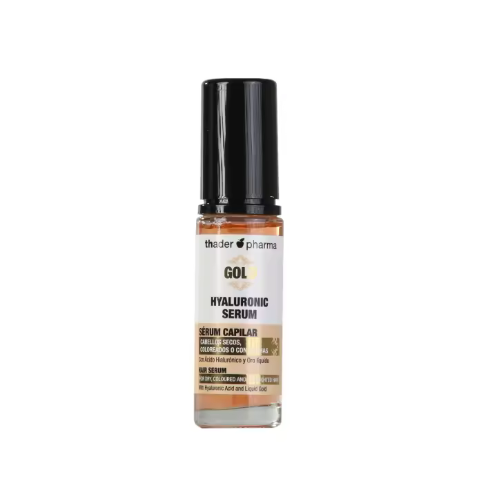 Thader Pharma Sérum capilar Hyaluronic Gold ideal para cabellos teñidos, secos o con mechas, 30 ml - 1