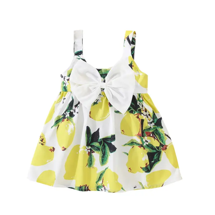 Vestido De Verano Para Niñas Con Corbata Y Manga Larga Vestido De Playa Casual Para Niños Ropa De Verano Para Bebés - 1