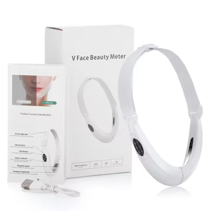 Dispositivo de estiramiento Facial EMS, terapia de fotones LED, masajeador Facial con vibración, adelgazamiento Facial, eliminación de mentón doble, cinturón de elevación de línea en V, cuidado de la piel - 1